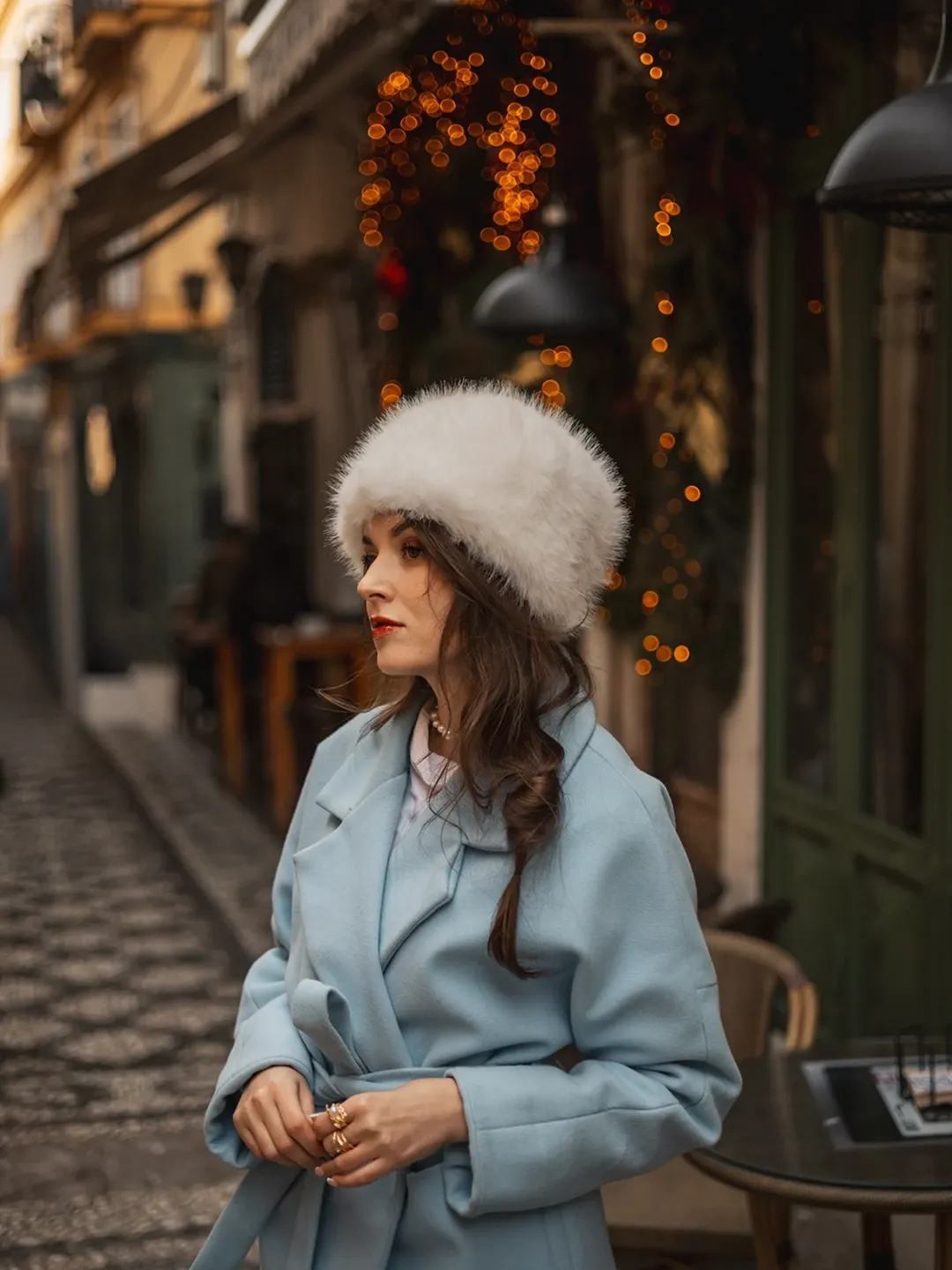 Details of wool knit sweater and velvet ribbon