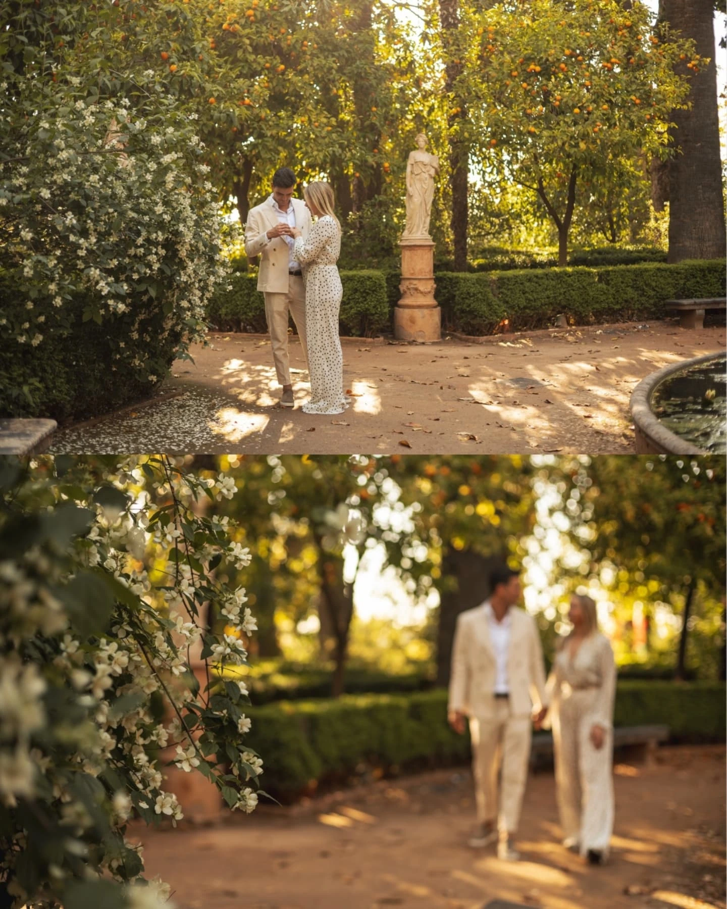 "Je t'emmènerais jusqu'à la lune et retour." Séance de demande en mariage pour le beau couple. Photographie de couples à Grenade, Espagne.
